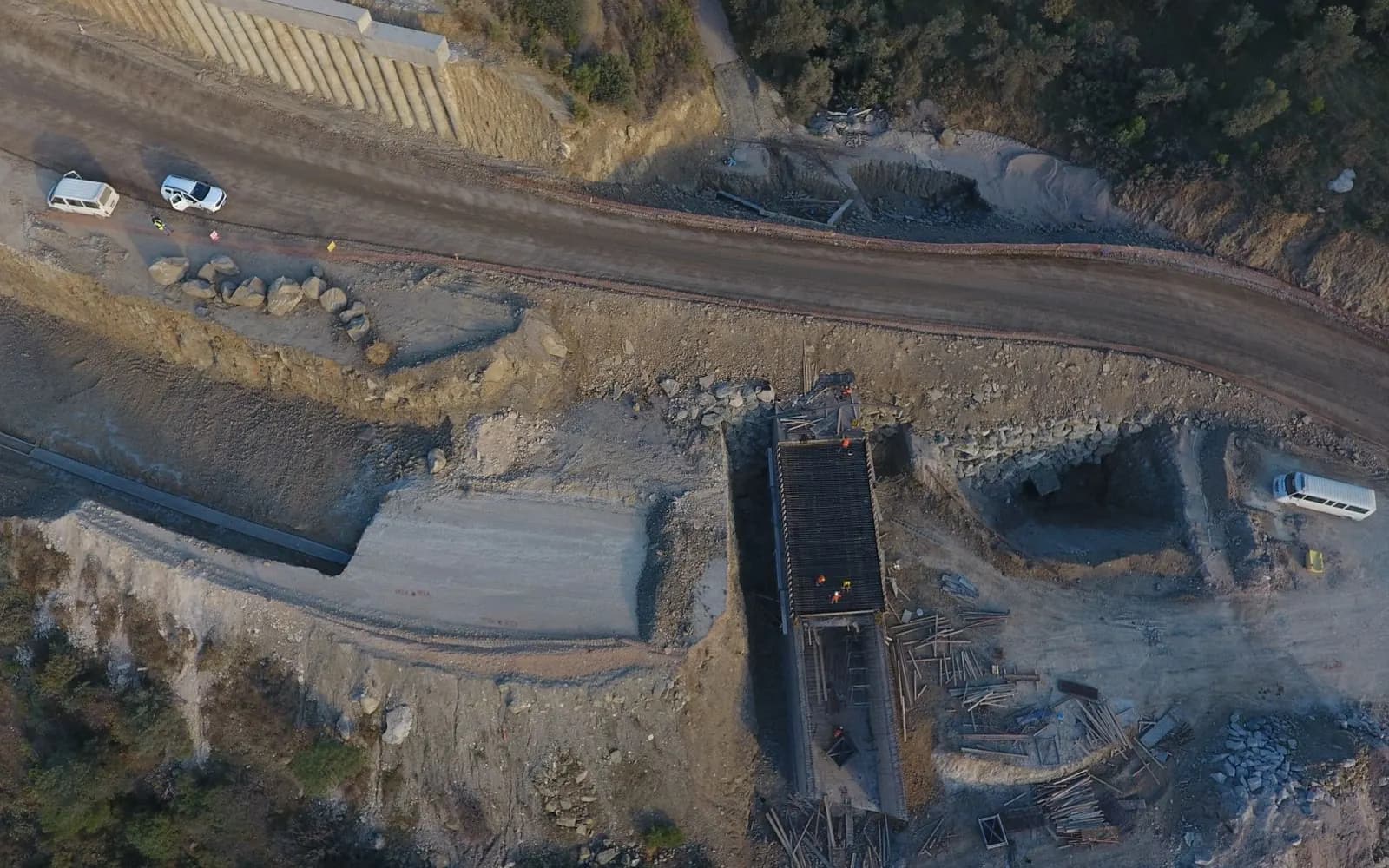 Earthworks site of the kind surveyed with ground penetrating radar before excavation begins